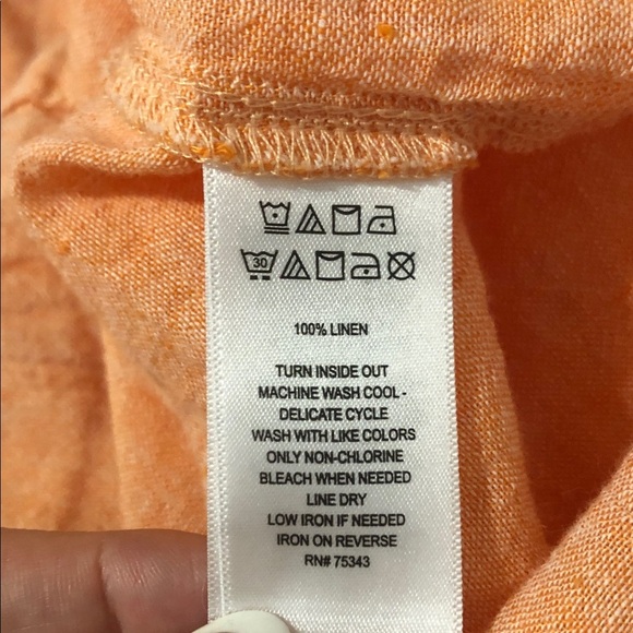 Sigrid Olsen Orange Button-Up Long Sleeve 100% Linen Shirt size Medium - Picture 11 of 11